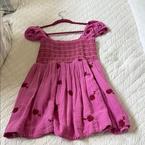 Free People - Size Small - Pink Cotton Cap Sleeve Dress